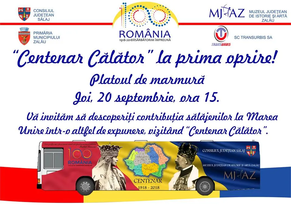 ''Centenarul călător'' începe aventura! Prima staţionare, în centrul Zalăului