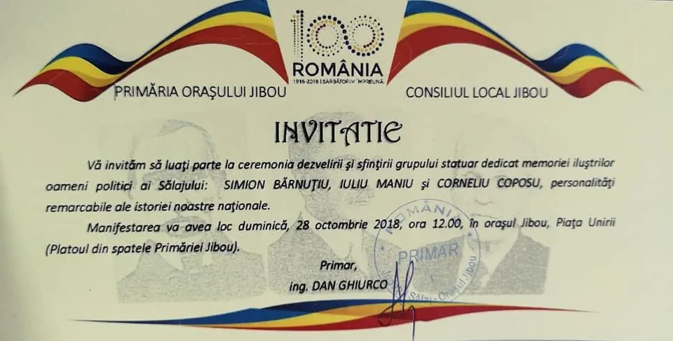 Dezvelire grup statuar, azi, la Jibou