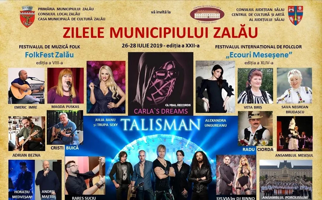 Carla's Dreams, Talisman, Alexandra Ungureanu, Julia Jianu și Trupa Sexy concertează astăzi la Zalău