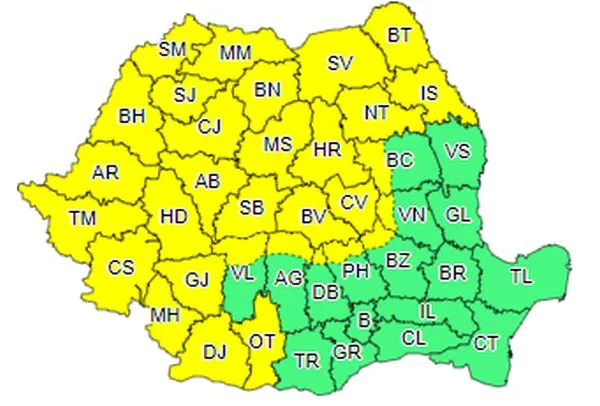 Avertizare meteo: cod galben de ploi în Sălaj