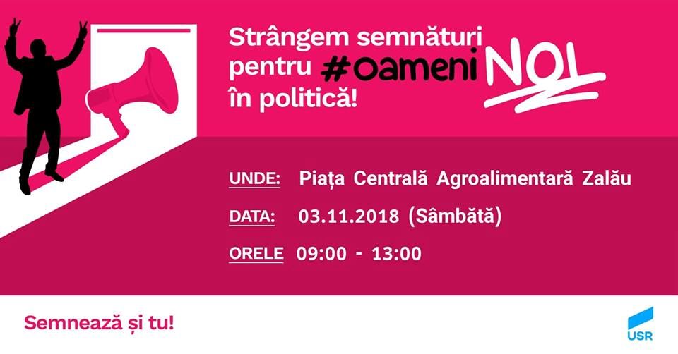 La Zalău, în fața pieței centrale, continuă campania ''Oameni noi în politică''