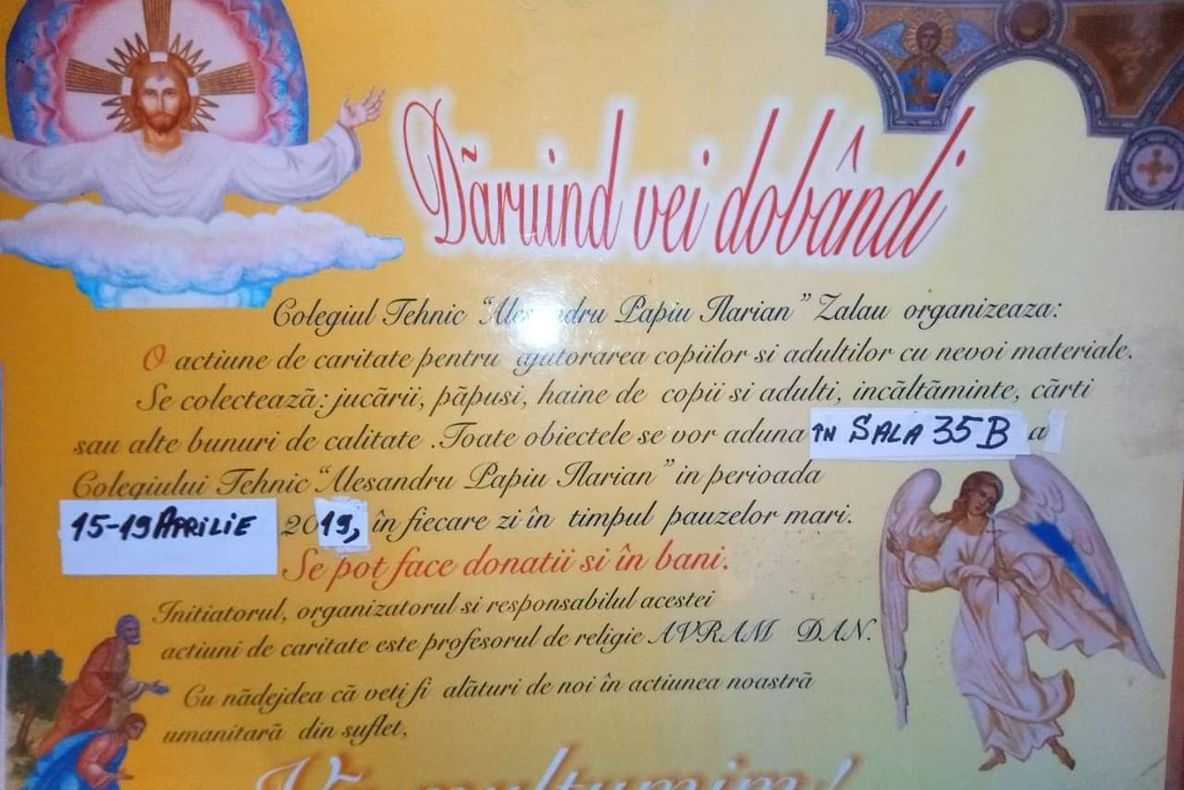 "Dăruind vei dobândi!" - O nouă acțiune caritabilă, la API Zalău