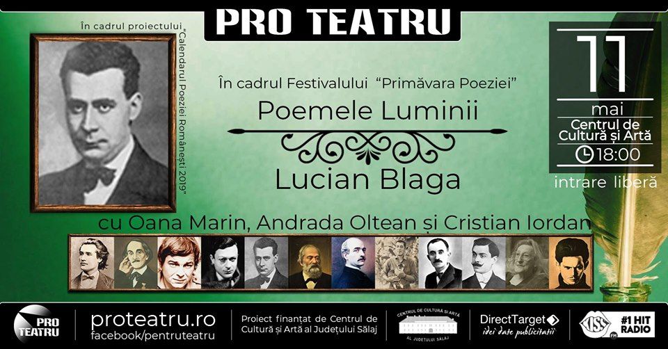Astăzi la Centrul de Cultură: spectacol de poezie Lucian Blaga
