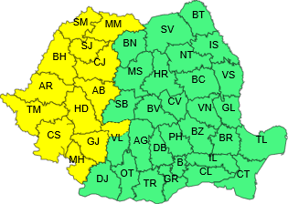 Sălajul, din nou sub cod galben de ploi