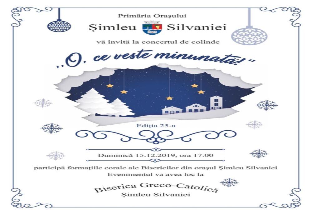 Astăzi: Concert de colinde în Șimleu Silvaniei 