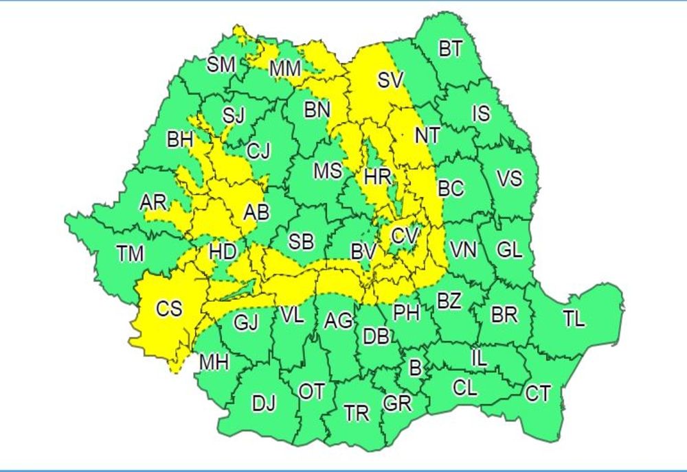 Cod galben de zăpezi și vânt puternic