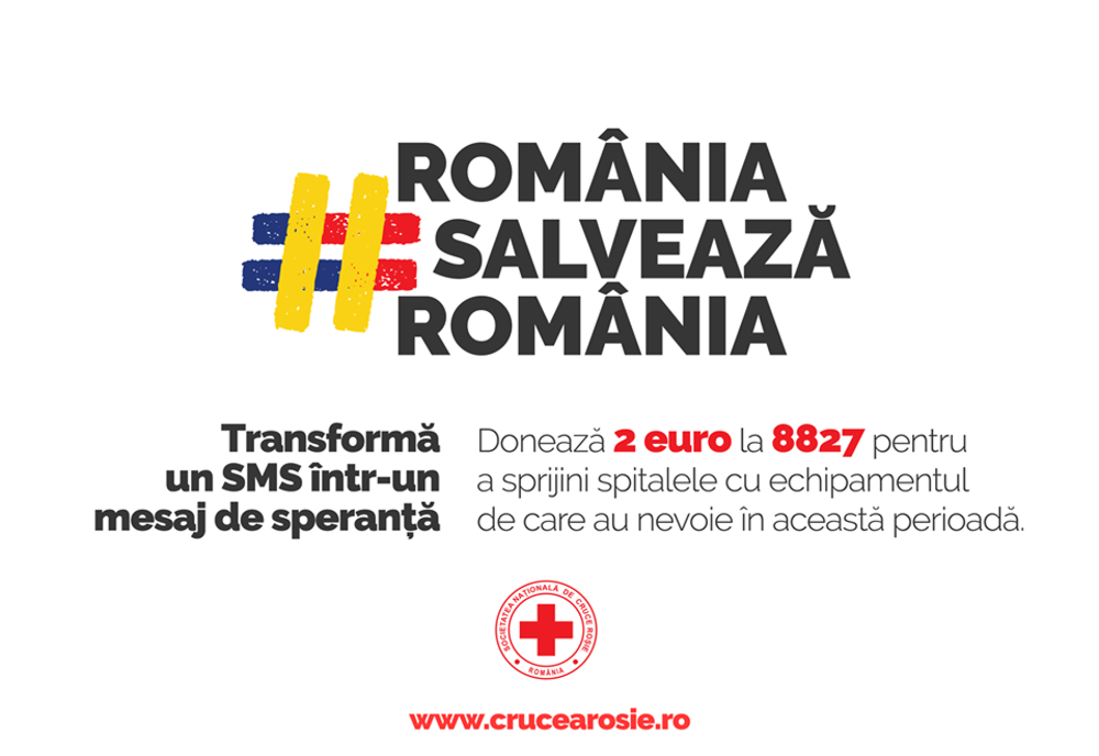   Crucea Roșie:''România salvează România'' - donații pentru sprijinul persoanelor afectate de coronavirus