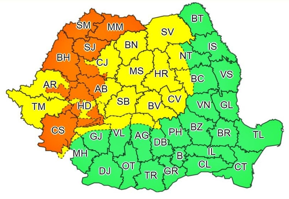COD PORTOCALIU de ploi abundente în Sălaj