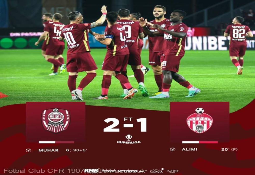 Victorie dramatică pentru CFR Cluj, 2-1 cu Sepsi OSK, în play-off-ul Superligii