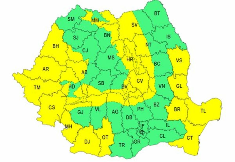 COD GALBEN DE NINSORI ȘI VISCOL ÎN ZONELE MONTANE, PÂNĂ SÂMBĂTĂ DIMINEAȚA