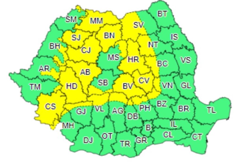 Cod galben de vânt și ploi în Sălaj