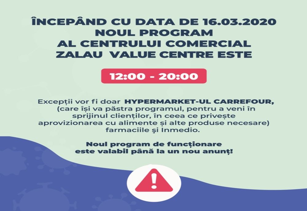 Cel mai mare centru comercial din municipiu anunță modificarea programului de funcționare