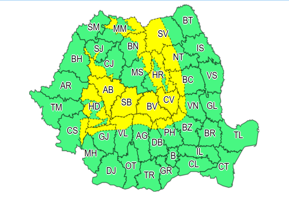 COD GALBEN de vânt în mai multe județe din țară