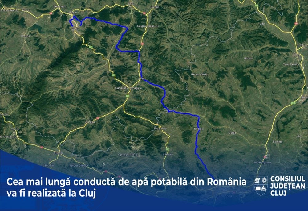 Cea mai lungă conductă de apă potabilă din România va fi construită între Cluj-Napoca şi Zalău