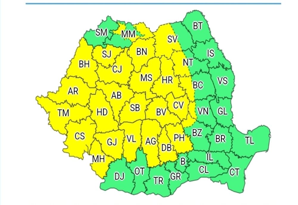 COD GALBEN de vijelii, ploi şi grindină!
