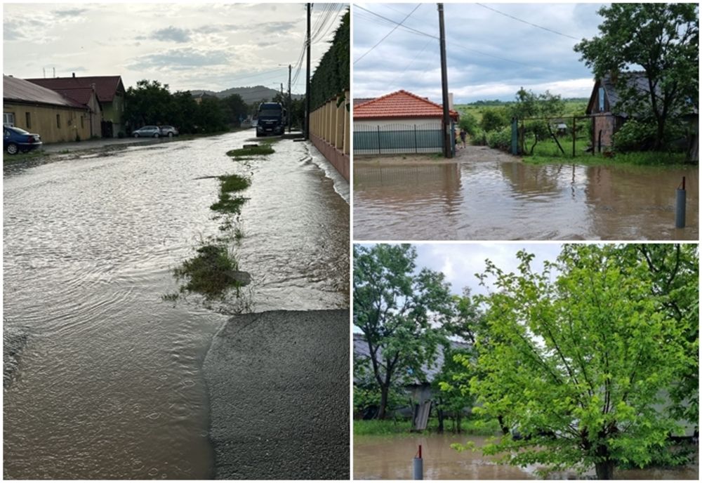 Case și curți inundate în Șimleu Silvaniei