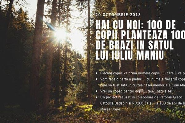 Proiect inedit de Centenar: 100 de copii plantează 100 de brazi în satul lui Iuliu Maniu