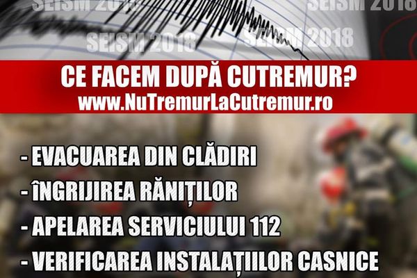 Exerciţiu ''Seism 2018'': ''Ce facem după cutremur?''. Recomandări de la pompieri