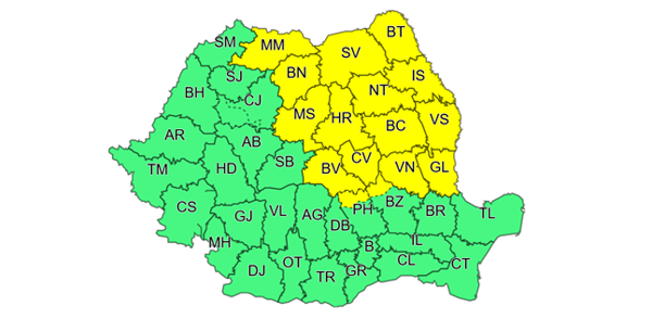 Sălajul sub cod galben de vânt şi ploi