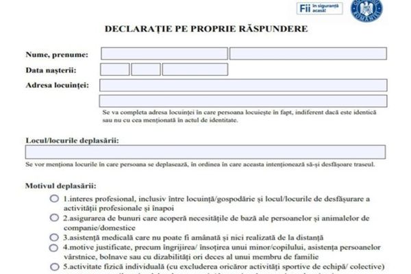 Un nou model simplificat al declarației pe proprie răspundere