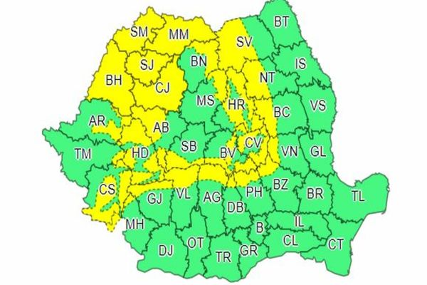 COD GALBEN de viscol și vânt, până vineri seara!