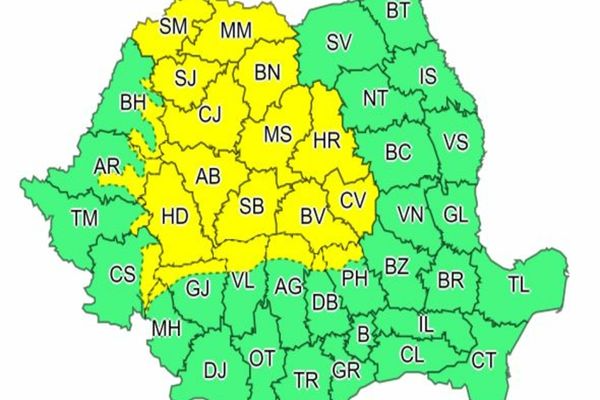COD GALBEN de vreme rea în mai multe județe din țară