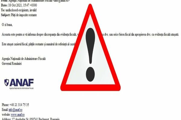ATENȚIE, mesaje false transmise în numele ANAF! Ce aveți de făcut