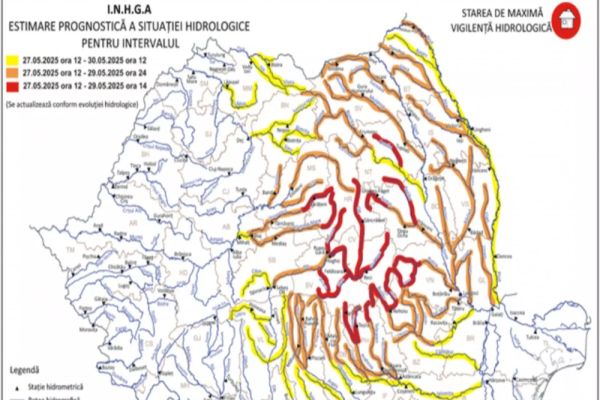 HIDROLOGII AU EXTINS CODUL ROȘU DE INUNDAȚII PENTRU JUDEȚELE DIN TRANSILVANIA, MOLDOVA ȘI MUNTENIA
