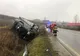 FOTO: Șofer sătmărean, răsturnat cu TIR-ul la ieșire din Borla